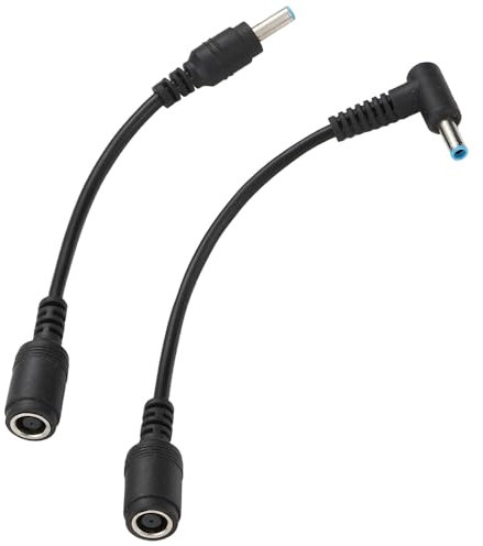 Greluma 2 Piezas Adaptador de Fuente de Alimentación de 7,4 x 5,0 mm a 4,5 x 3,0 mm, Convertidor de Conector de Punta para Cargador de Computadora Portátil (Adaptador Recto + en Angulo)