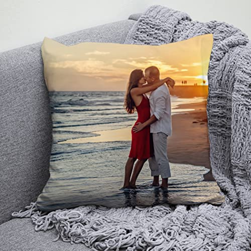Anlewo Oreiller Photo personnalisé, Double Face 35 x 35 cm - Insert d'oreiller en Option, pour Noël, Thanksgiving, la Saint-Valentin, Halloween, Cadeau commémoratif pour Couple