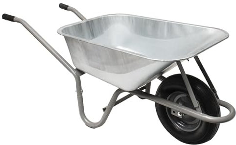 WERKA PRO, Brouette Robuste en Acier galvanisé avec cuve de 100L, capacité de Charge de 150kg, pneus de 380mm, Design Ergonomique pour Un Confort Optimal, L 88 cm x P 55,5 cm, Acier
