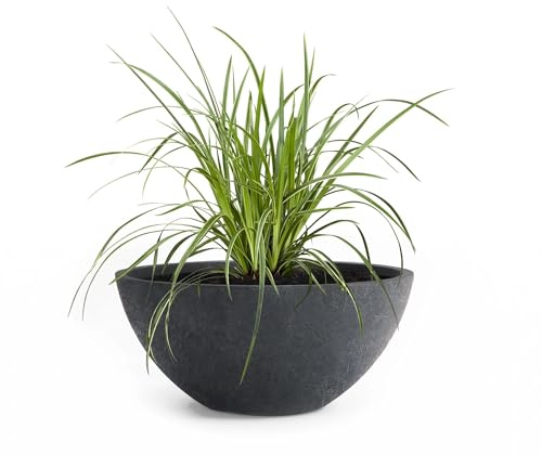 Pflanzwerk® Pflanzkübel Pflanzschale Bowl Ø 28cm Lava Anthrazit *Frostbeständige Blumenschale* *Premiumqualität* *Lotus-Effekt Imprägnierung*