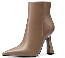 QUEEN HELENA Tronchetti con Tacco Stivaletti a Punta Donna K3284 (Beige, Sistema Taglie Calzature EU, Adulto, Donna, Numero, Media, 38)