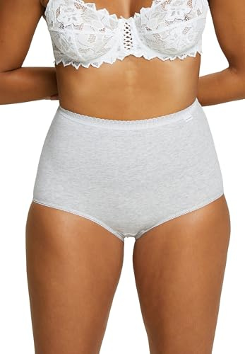 SANS COMPLEXE Classique Coton B_61AH36 Slip Maxi à couvrance élevée, Gris Chiné + Gris Chiné, 40 (Lot de 2) Femme