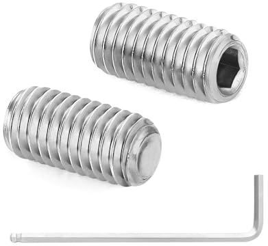 MewuDecor M4 x 6mm Internal Hex Socket Set Grub Screws 304 Stainless Steel Flat Point Set Screw, 100 PCS