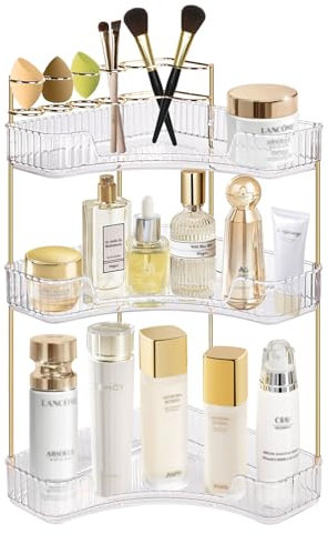 Organizzatore Di Trucco Cosmetico: Organizzatore Di Regolabile Trasparente A 3 Livelli Organizzatore Di Cura Della Pelle Organizzatore Per Il Tavolo Da Trucco Della Stanza Decorazione