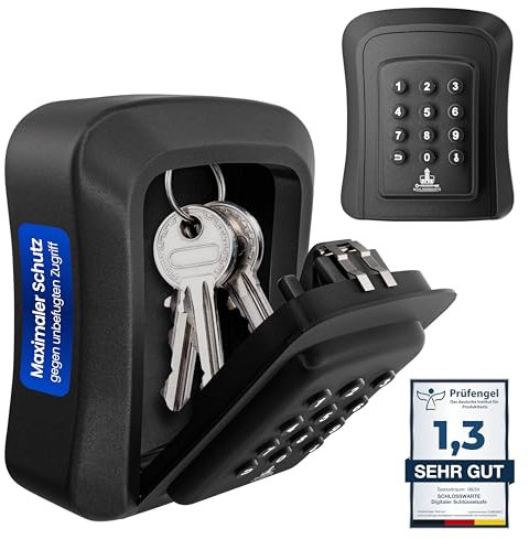 Schlosswarte - digitaler Schlüsseltresor, Schlüsselsafe mit 9.999.999.999 Kombinationen, für aussen und innen, aus robustem Metall, hohe Widerstandsstufe