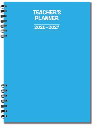 Cherry 2025-2026 Teacher's Planner | A5 Spiral Bound | Weekly Lesson Plans, Attendance, Grades & More | 120 Pages | Durable & Practicle Design | Blue Cover