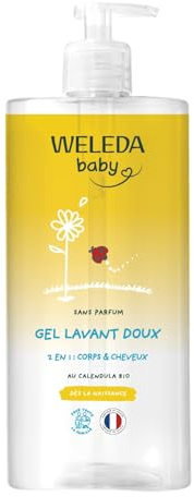 WELEDA - Gel lavant doux au Calendula bio sans parfum - 750 ml - Nettoie en douceur - Pour la toilette quotidienne des peaux délicates des bébés et des jeunes enfants - NATRUE - 750 ml