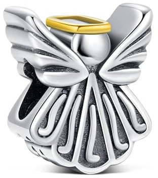 KEQ Abalorios Colgante de Cuentas Plata de Ley 925 con Circonita Cúbica 5A Compatible con Europeo Pulsera Collar,Amor familiar Cuentas de Para Mujer (Alas de Ángel)