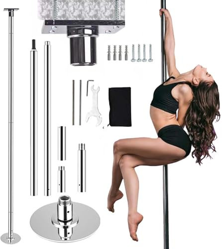 AVLLSO Pole Dance Équipement d'entraînement de Barres de Fitness permanentes, Spécial 45 mm Rotation et Barre de Danse Statique Convient à la Maison/Appartement/Chambre à Coucher(2.9M-3M/9.4ft-9.8