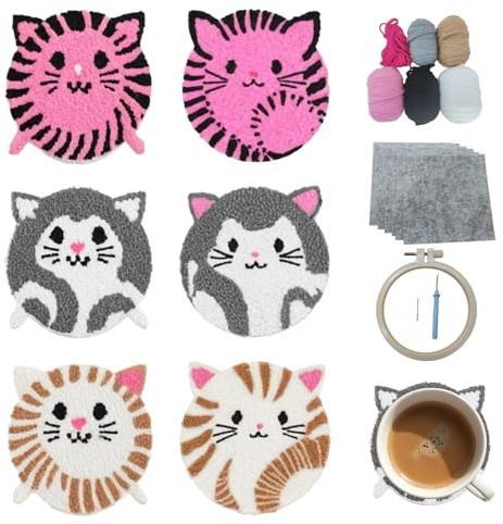 cukol cukol 6 Piezas Punch Needle Portavaso Kit para Principiantes Adultos