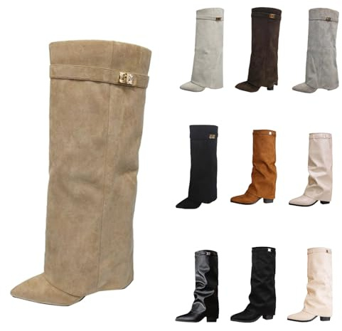 Stivali da donna overknee, neri, con punta a punta, tacco a piattaforma, a gamba lunga, al ginocchio, invernali, in pelle, moda, comodi, eleganti, da ginocchio, medievali, 06, 43 EU