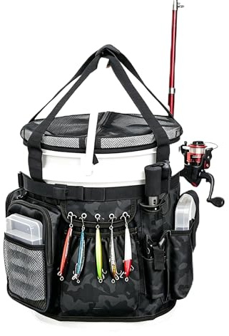 Aomiun Borsa Portaoggetti per Secchiello da Pesca Organizzatore Multitasche per Attrezzi da Pesca e Accessori Tessuto Oxford (87 * 28 cm)