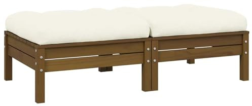 HOMELEN Trädgårdssoffa, 2-sitsig trädgårdssoffa med krämfärgad, kudde, massivt trä, tall, trädgårdslounge-set, balkongmöbelset, underhållningsset, balkong soffa, lounge, lämplig för trädgårdar