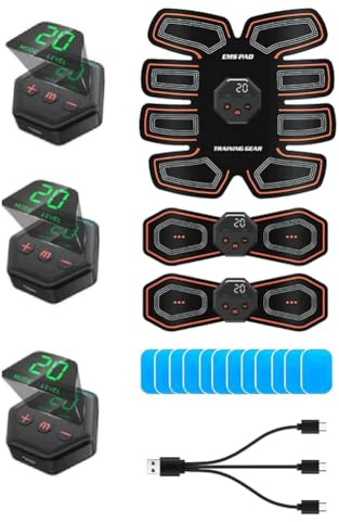 Frewurwer Stimolatore Muscolare EMS, Tonificatore Muscolare Elettrico per Addominali con 10 modalità e 20 Intensità per Allenamento di Addominali/Braccia/Gambe/Fianchi