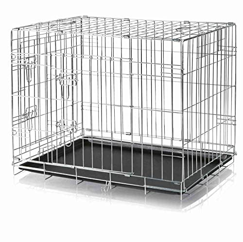 TRIXIE Dog Crate Home – Size M: 78 × 62 × 55 cm – Foldable Metal Dog Cage with 2 Doors, Secure Latches and Galvanised Frame – Includes Base Tray – For Home and Travel – 39323