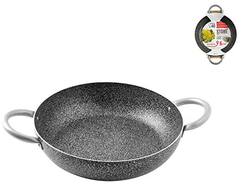 Home Family Stone Tegame Antiaderente con 2 Manici, Pietra, Nero/Grigio, 40 cm