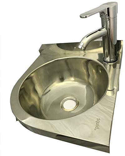 Squid® S15 Corner Sink Mixer TAP Stainless Steel Hand WASH Basin Waste Plug