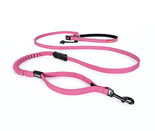 EzyDog Jogging Hundeleine für Kleine und Mittelgroße Hunde - Joggingleine Road Runner LITE 210cm - Leine zum Joggen mit Hund, Reflektierende, Elastische mit Bungee Ruckdämpfer (12mm, Rosa)