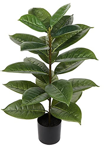 Briful 28/71.1cm Künstlicher Gummibaum Kunstpflanze Ficus Elastica Kunstbaum Groß Deko Pflanze Zimmerpflanze 21 Blätter