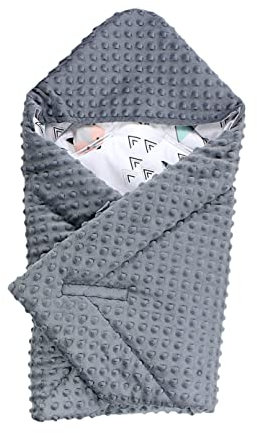TupTam Baby Winter Einschlagdecke Babydecke 75x75cm für Autositz Babyschale Wattiert Minky Baumwolle Universal, Farbe: Grau/Fuchs Mint, Größe: Einheitsgröße