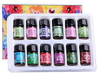 Festnight 3ML 12PCS Natural Essential Oils Set Water-soluble Aroma Essential Aromatherapy Oil for Oil Diffuser Humidifier