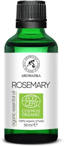 Rosemary Oil Organic 50 ml - Rosmarinus Officinalis Organic - Essential Oil Organic & 100% Natural - Rosemary Oil for Aroma Diffuser and Scented Candles - Fresh Aroma - Aromatherapy