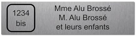 Placa grabada para nombre y número buzón autoadhesivo, 10 x 2,5 cm, personalizada, 1 a 3 líneas, aluminio cepillado