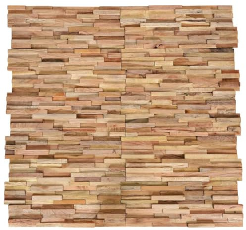 vidaXL 10x Teak Massiv 3D Wandverkleidung Wandpaneele Wanddekoration Holzpaneele Wanddeko Wandtattoo Wandverblender Paneele Deko 1,08m²