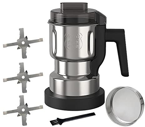 F Fityle Broyeur électrique de cuisine Moulins à aliments secs Poudre fine Capacité de 500 ml Épices cacahuètes broyées Moulin pour grains de café Noix, Brosse Tamis 3 Lames
