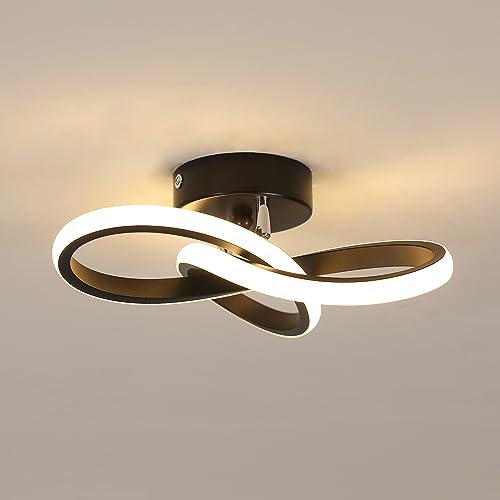 Toolight Plafoniera LED, 22W 2500LM Lampada da Soffitto Moderna Forma di Fiore, Lampadario LED in Acrilico per Corridoio Camera da letto Soggiorno Cucina Bagno, Bianco Caldo 3000K, Nero, Dia 25cm