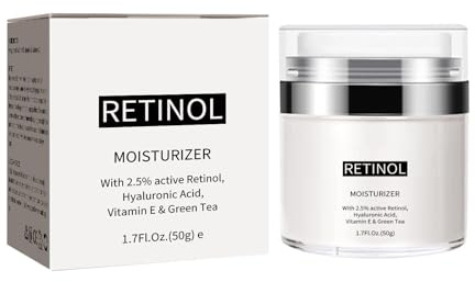 Crème de Nuit Anti-Âge au Rétinol, Retinol Cream Hydratant Visage au Acide Hyaluronique, Crème Anti-rides Jour et Nuit, Réduit les Rides Sèches et les Ridules