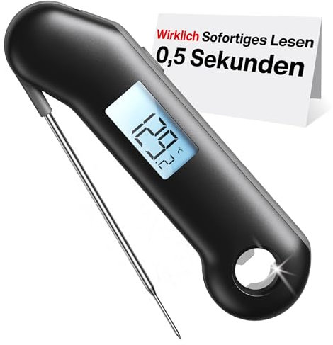 ThermoMaven F1 Turbo Digitales Fleischthermometer –0,5s Sofortanzeige Grillthermometer, ±0,3℃ Genau Thermometer Kochen, IP67 Wasserdicht Magnetische Thermometer Kochen, Flaschenöffner Braten BBQ Grill