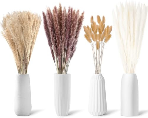 65 pièces Décoration en Herbe de Pampa séchée, Decoration de Table Boho, Bouquet Fleurs séchées Herbe de la Pampa pour Déco Intérieur, Boho Arrangements, Mariage, Decorations de Baby Shower