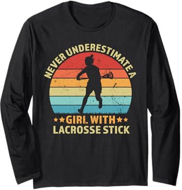 Lacrosse Girl With Stick Lax Lover Girls Lacrosse Helmet Long Sleeve T-Shirt