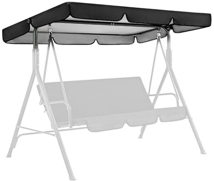Hollywoodgunga taköverdrag, 249 x 185 cm, vattentätt hållbart tak, universellt reservtak för trädgårdsgunga, Oxford-duk, hollywoodgunga soltak, 3-sits, UV-skydd soltak 210D (svart)