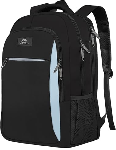 MATEIN Grande Zaino per PC 18.4 Pollici, Leggero Zaini per Laptop con Caricatore USB, Antifurto Zaino da Viaggio per Donna Uomo, Impermeabilie Zaini Casual per Notebook, Lavoro, Regalo, Blu Nero