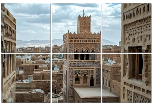 6 Pack Acoustic Foam Panels Sound Proofing Panels buildings yemen arabian windowss pictures Acoustic Wall Panel Soundproofing for Livingroom Nursery Room 72x48 Home Decor