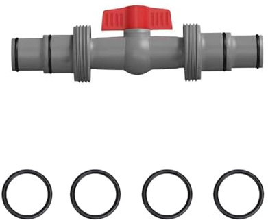Hose Connector, Pool Stop Valve 32 mm to 38 mm, PVC 2-Way Pool Hose Adapter - Shut-off Valve, Ball Valve for Hose Diameter 32 / 38 mm for Above Ground Pool and Pool Pump Maintenance