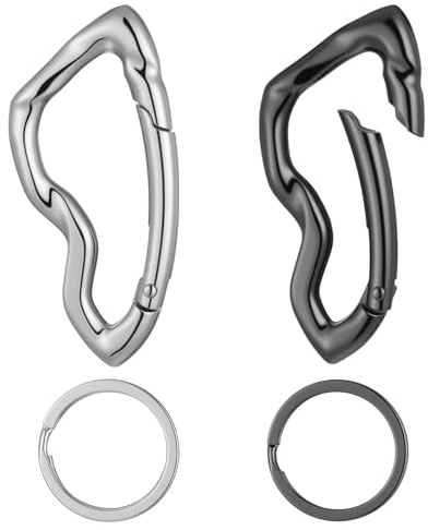 Lot de 2 mousquetons - Porte-clés - Y2k - En titane - Style gothique - Fermeture rapide - Avec anneau porte-clés - Pour le camping, la randonnée - Unisexe