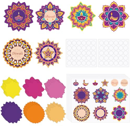 30 Set Diwali Crafts Kits Indian Festival Decorations DIY Diwali Mandala Coloring Activity Art Supplies Hindu New Year Games Card of Festival Party Gift Exchange