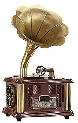 ZJFHEYUO Record Players,Music Box Antique Vinyl Record Player Bluetooth Phonograph Record Player,Portable Version Gramophone