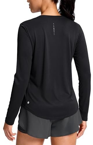 SANTINY Lightweight Long Sleeve Workout Tops for Women (Black, S)