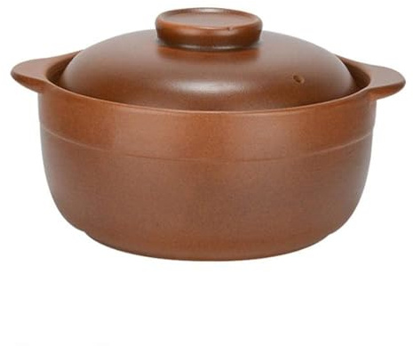 Casseruola in terracotta all'antica – Pentola da cucina in argilla ceramica fatta a mano con coperchio, manico termoisolante, ideale per stufati e zuppe (Dimensioni: 2,5 L)