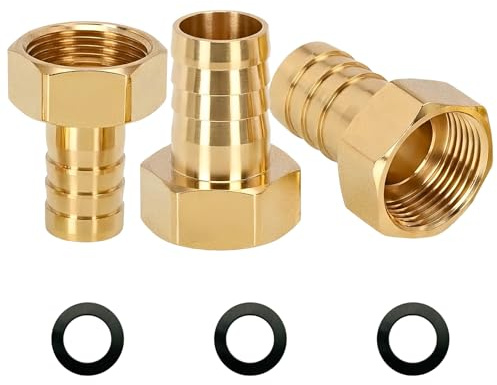 G1/2 (Ø19,5 mm) trådförband i mässing Ig x 14 mm, 14 mm slanganslutning, inre gänga G1/2 tum med gummipackning, trådförband i mässing
