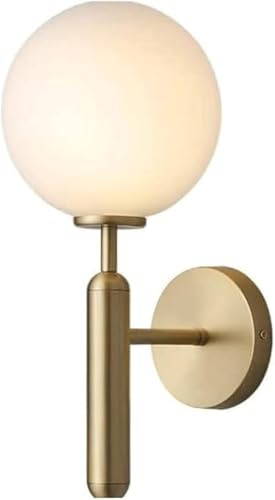 Modern Brass Wall Sconces with Frosted Glass Shade - E12 Light Source Decorative Lamps for Living Room, Bedroom, Corridor, and Porch