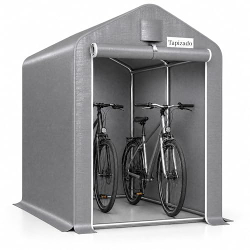 Tente de Rangement extérieur 1,8 x 1 m pour vélos, abri pour vélos & Motos | Imperméable, résistant aux UV, portes à fermeture éclair enroulables et aérations, cadre en acier galvanisé, gris