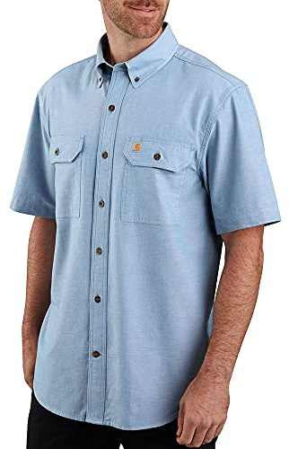 Carhartt Herr lös passform mellanvikt Chambray kortärmad skjorta, Blå Chambray, L