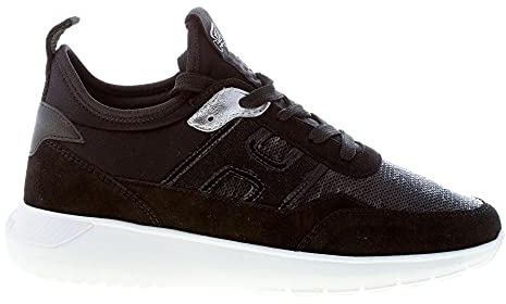 Hogan Donna Interactive Cube Slip on Sneaker in camoscio e Tessuto Nero con Paillettes Color Nero Size 37.5