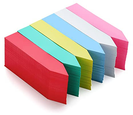 Evanda 6 Color-600 Pcs Plastic Waterproof Garden Plant Labels, Garden Nursery, Vegetable Plastic Plant Tag, Easily Differentiate Plant Types, Re-Usable Plant Tags (Mix Color)