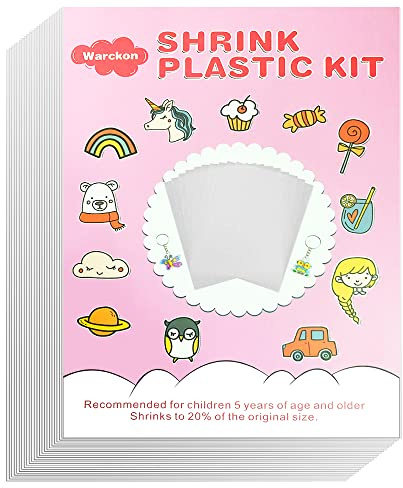 Warckon 100 Pieces Shrink Plastic Sheets, Shrink Art Paper Shrink Film Sheets Frosted Ruff n' Ready for Kids Creative Craft, Create Your Own Shinky Dinks, Earrings, Necklace, Keychains (A6 Size)
